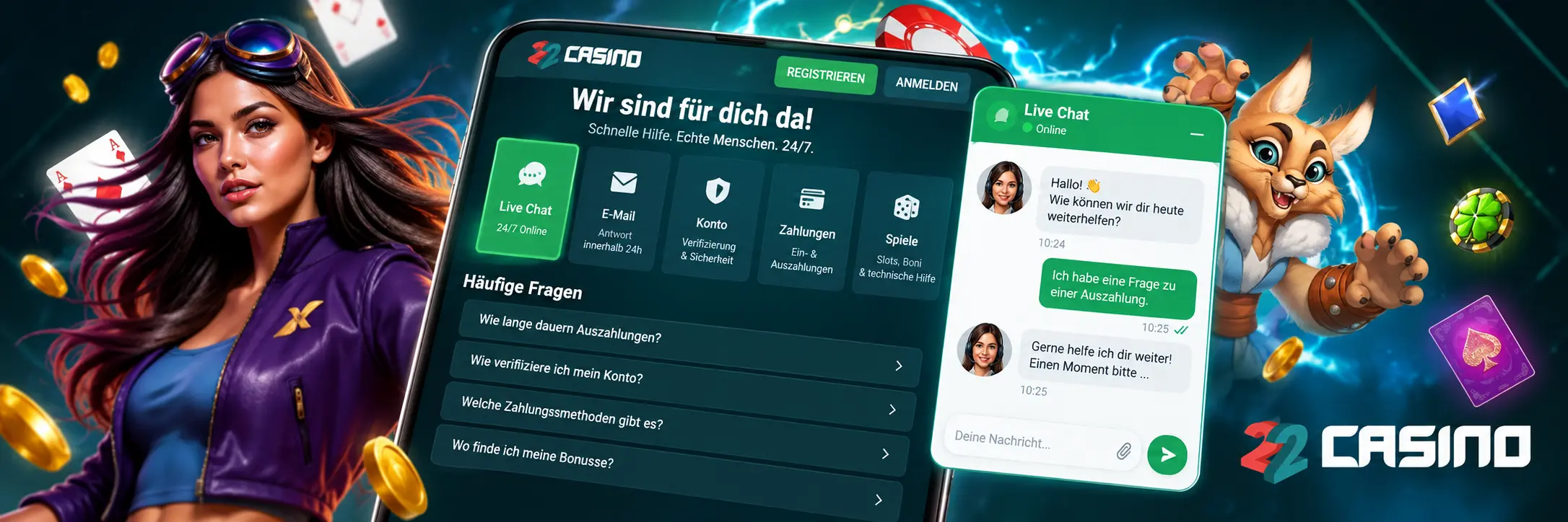 Wobei kann 22Casino helfen?